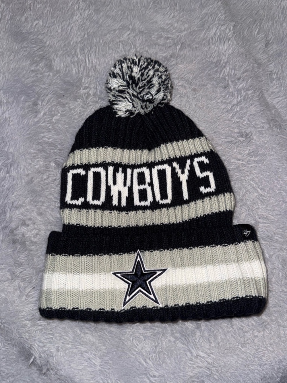 Dallas Cowboys Black and Gray Knit Pom Beanie - '47 Brand